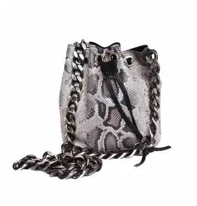 Streets Ahead Python Bucket Bag With Chunky Chain In Silver
