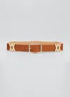 Streets Ahead Ryan Golden Leather Buckle Belt In Tan/gold