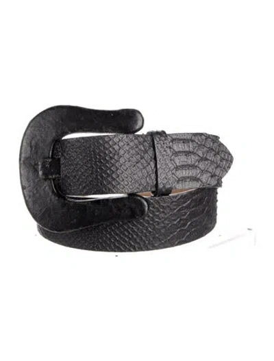 Pre-owned Streets Ahead Skinny Embossed Leather Belt In Black