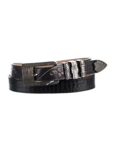 Pre-owned Streets Ahead Skinny Leather Belt In Black