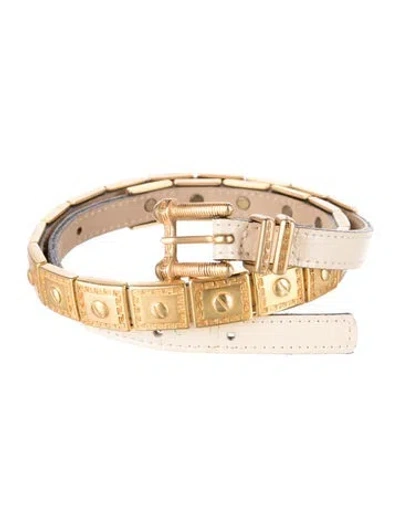 Pre-owned Streets Ahead Skinny Leather Belt In Gold/neutrals