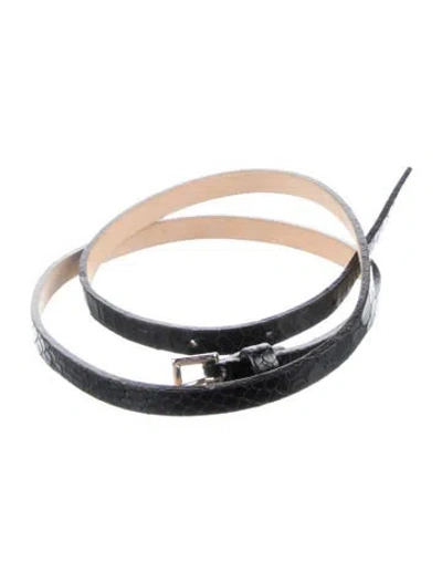 Pre-owned Streets Ahead Skinny Leather Waist Belt In Black