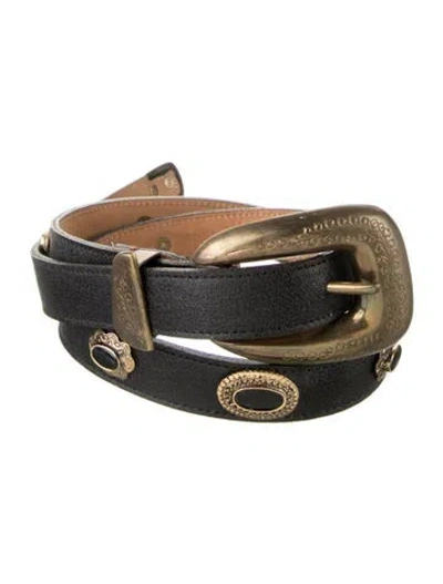 Pre-owned Streets Ahead Skinny Leather Waist Belt In Black