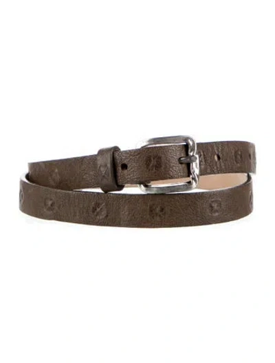 Pre-owned Streets Ahead Skinny Leather Waist Belt In Green