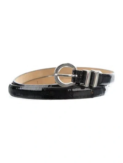 Pre-owned Streets Ahead Skinny Patent Leather Waist Belt In Black