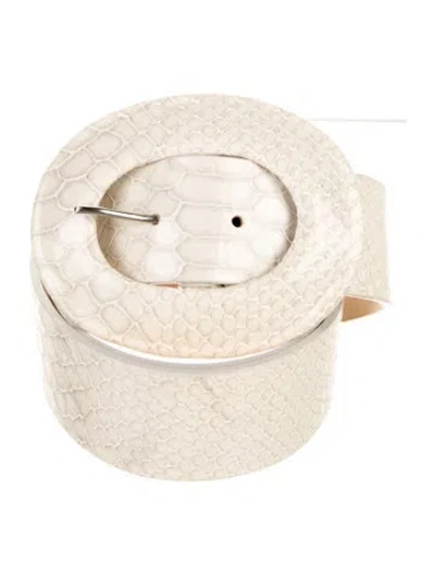 Pre-owned Streets Ahead Snakeskin Waist Belt In White