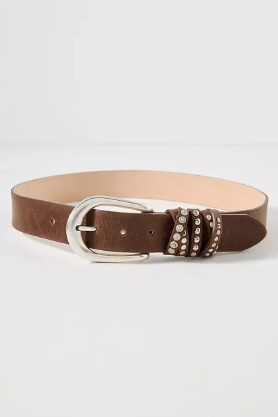 Streets Ahead Studded Horseshoe Buckle Belt In Brown