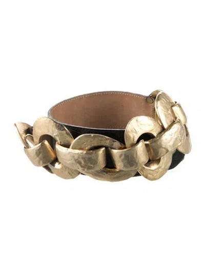 Pre-owned Streets Ahead Wide Embossed Leather Waist Belt In Black