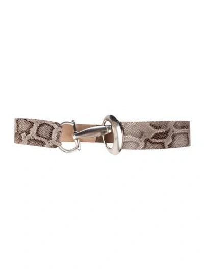 Pre-owned Streets Ahead Wide Embossed Leather Waist Belt In Neutrals