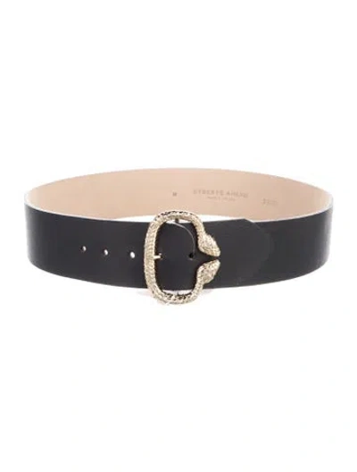 Pre-owned Streets Ahead Wide Leather Waist Belt In Black