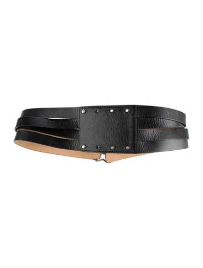 Pre-owned Streets Ahead Wide Leather Waist Belt In Black