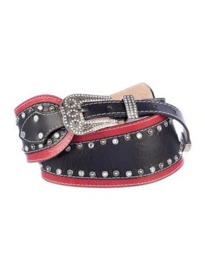 Pre-owned Streets Ahead Wide Leather Waist Belt In Black/red