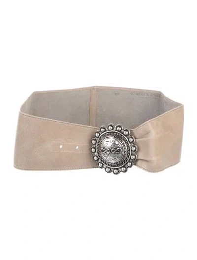 Pre-owned Streets Ahead Wide Leather Waist Belt In Neutrals