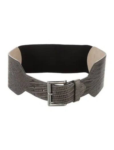 Pre-owned Streets Ahead Wide Lizard Waist Belt In Gray