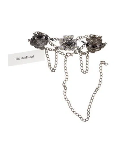 Pre-owned Streets Ahead Wide Metal Waist Belt In Silver