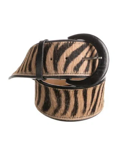 Pre-owned Streets Ahead Wide Ponyhair Waist Belt In Neutral