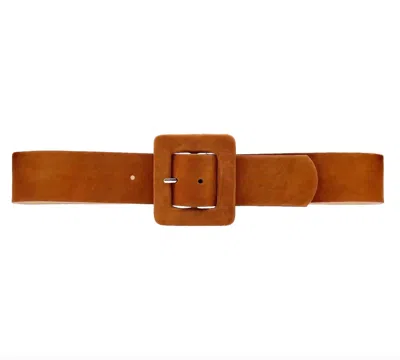 Streets Ahead Women Covered Buckle Leather Belt In Cognac In Green