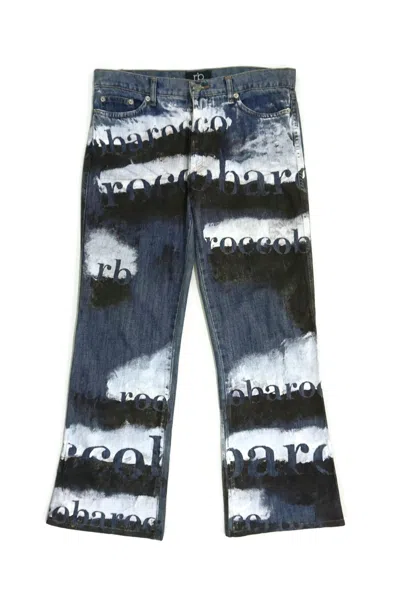 Pre-owned Streetwear Rocco Barocco Paint Splatter Jeans Made In Italy In Blue White