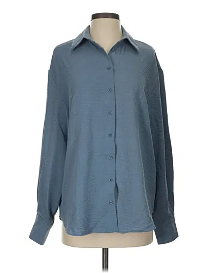 Streetwear Society Long Sleeve Button Down Shirt In Blue