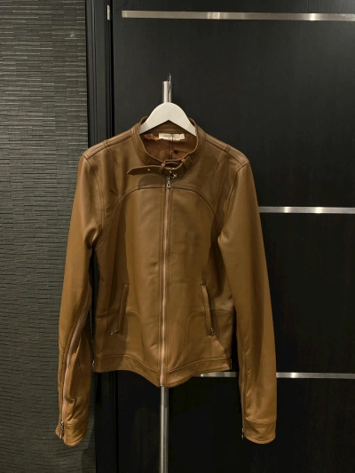 Pre-owned Streetwear Srrysora Calf Skin Leather Jacket In Tan