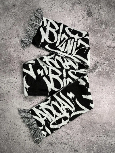 Pre-owned Streetwear Y2k Scarf Bizniz In Black/white