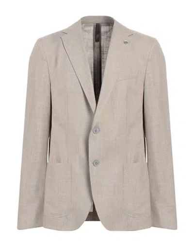 Strellson Man Blazer Beige Size 44 Cotton, Wool, Viscose, Linen, Elastane