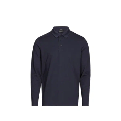 Strellson Polo Manches Longues En Coton Mélangé In Blue