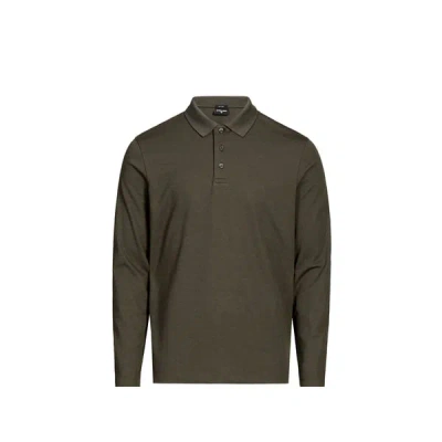 Strellson Polo Manches Longues En Coton Mélangé In Brown