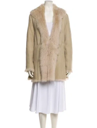 Pre-owned Strenesse Shearling Fur Coat In Neutral