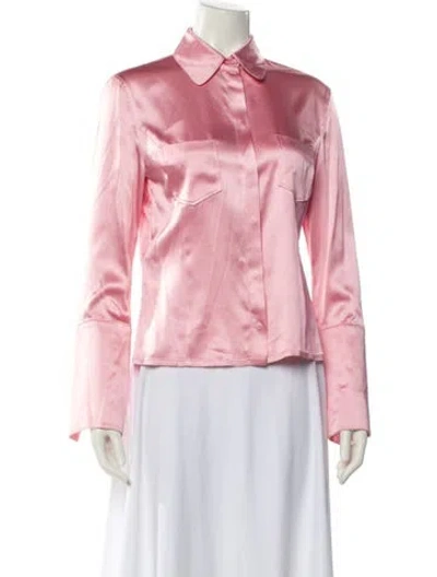 Pre-owned Strenesse Silk Mock Neck Sweater In Pink