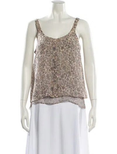Pre-owned Strenesse Silk Printed Top In Neutral
