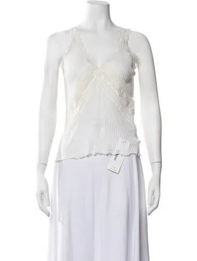 Pre-owned Strenesse Vintage V-neck Top In White