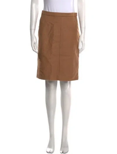 Pre-owned Strenesse Virgin Wool Knee-length Skirt In Brown
