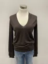 Strenesse Vneck Wool Sweater In Espresso In Brown