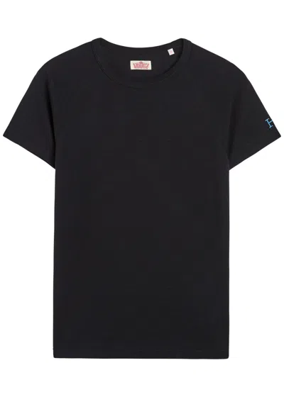 Stretch Fraise Ribbed Stretch-cotton T-shirt In Black