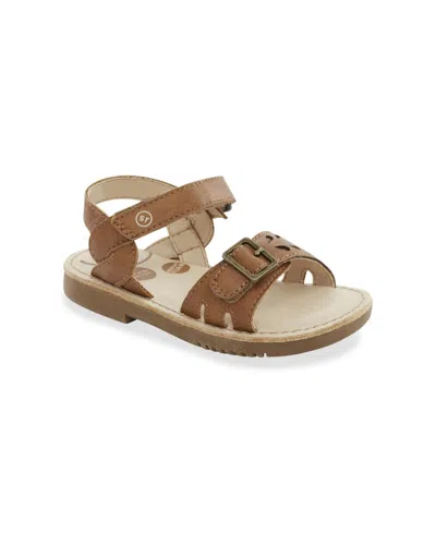 Stride Rite Kids' 360 Little Girls Colette Dual Adjusting Buckle And Strap For A Wider Fit Shoe In Tan