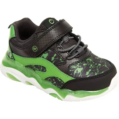 Stride Rite Kid's Lighted Swirl Sneakers In Black/green In Multi
