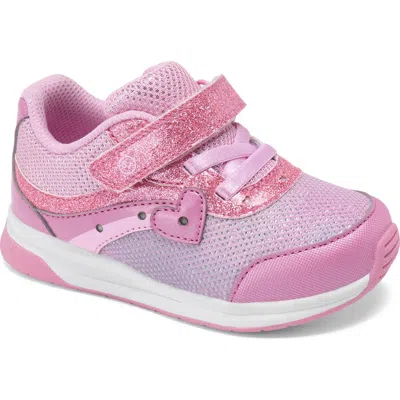 Stride Rite Kids' Lighted Heart Sneaker In Animal Print