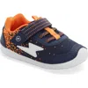 Stride Rite Kids'  Soft Motion Zips Runner Sneaker In Navy/orange