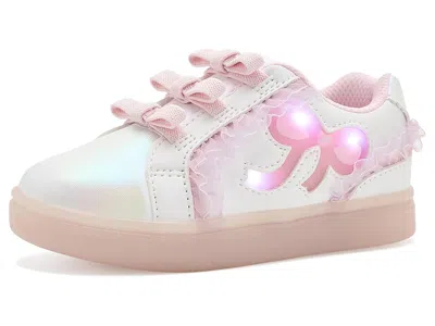 Stride Rite Sr Lighted Bow (toddler/little Kid) Kid's Shoes White/pink: 9 Toddler M In Multi