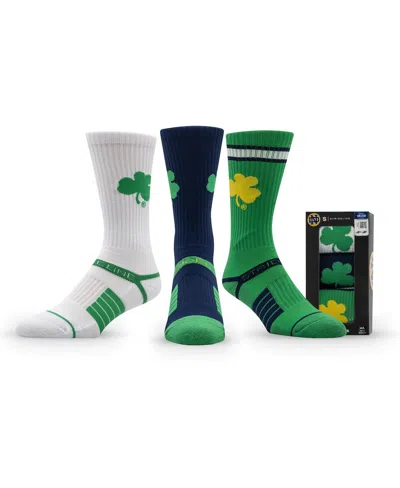 Strideline Men's And Women's 3-pack Notre Dame Fighting Irish Premium Knit Crew Socks In Multi