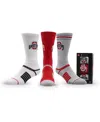 Strideline Men's And Women's 3-pack Ohio State Buckeyes Premium Knit Crew Socks In Multi