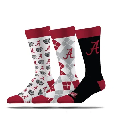 Strideline Men's And Women's 3-pack Alabama Crimson Tide Business Knit Crew Socks In Multi