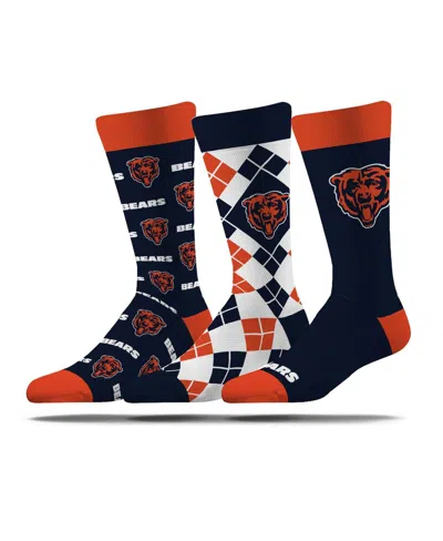 Strideline Men's And Women's 3-pack Chicago Bears Business Knit Crew Socks In Animal Print