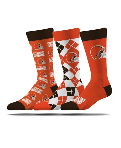 Strideline Men's And Women's 3-pack Cleveland Browns Business Knit Crew Socks In Orange