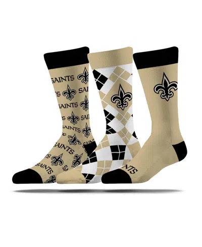Strideline Men's And Women's 3-pack New Orleans Saints Business Knit Crew Socks In Multi