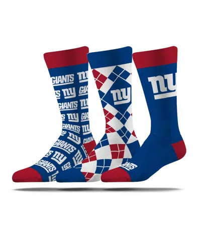 Strideline Men's And Women's 3-pack New York Giants Business Knit Crew Socks In Blue
