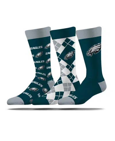 Strideline Men's And Women's 3-pack Philadelphia Eagles Business Knit Crew Socks In Green