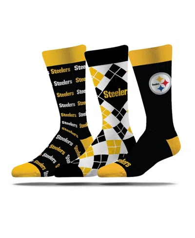 Strideline Men's And Women's 3-pack Pittsburgh Steelers Business Knit Crew Socks In Multi