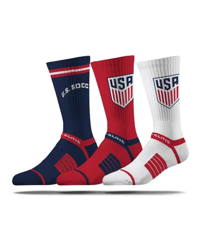 Strideline Men's And Women's 3-pack Usmnt Premium Knit Crew Socks Set In White